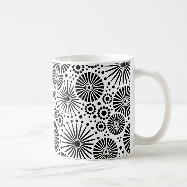 Schöne Retro-Schwarz-Weiß-Tasse Kaffeetasse (Rechts)