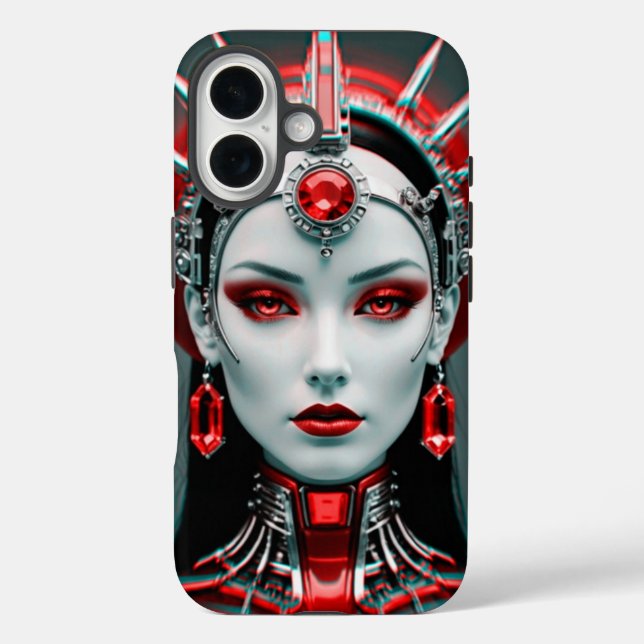 Schöne Roboterweibchen der Zukunft iPhone 16 Hülle (Rückseite)