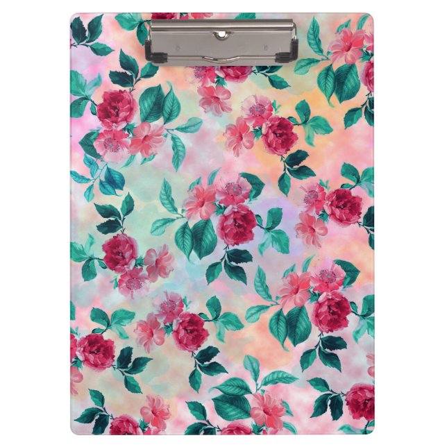 Schöne romantische Aquarellfarben Rose Blumenmuste Klemmbrett (Vorderseite)