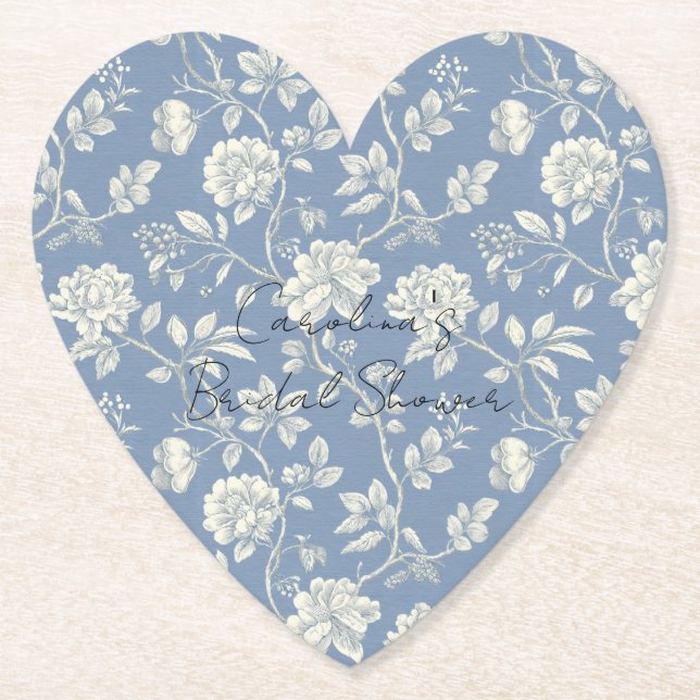 Schöne Romantische Blaue Creme Blumen Brautdusche Untersetzer (Vorderseite)
