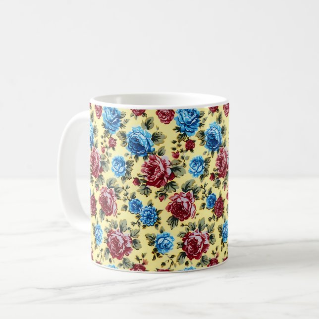 Schöne Romantische Frühlingsmarine Blume Kaffeetasse (Vorderseite Links)