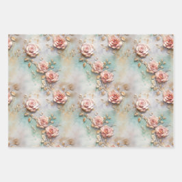 Schöne romantische Rosatönen Romantische Rose Geschenkpapier Set