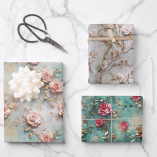 Schöne romantische Rosatönen Romantische Rose Geschenkpapier Set