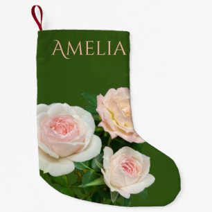 Schöne romantische weiße rosa Rosen Kleiner Weihnachtsstrumpf
