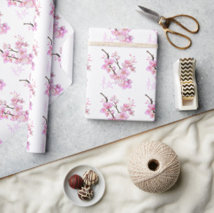 Schöne rosa Aquarell-Kirsch-Sakura-Blüten Geschenkpapier