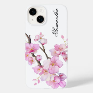 Schöne rosa Aquarell-Kirschblüten Schriftzug Case-Mate iPhone 14 Hülle