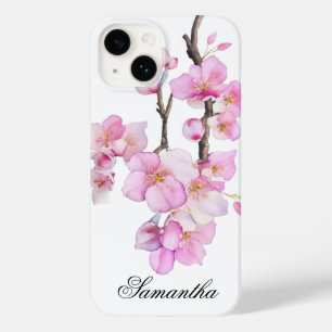 Schöne rosa Aquarell-Kirschblüten Schriftzug Case-Mate iPhone 14 Hülle