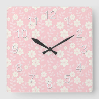 Schöne rosa Baby-Mädchen-Blumen Quadratische Wanduhr