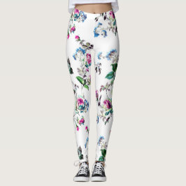 Schöne Rosa & Blau Blume Leggings