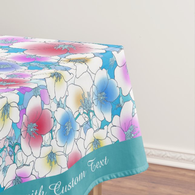 Schöne rosa blaue Blumengestelle Personalisiert Tischdecke (Beispiel)
