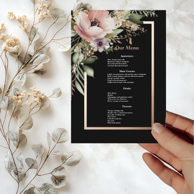 Schöne rosa Blume auf der Rose Goldene Hochzeit Di Menükarte (Von Creator hochgeladen)