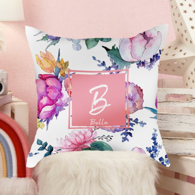 Schöne Rosa Blume Briefmarke Girl Kinderzimmer Kissen (Von Creator hochgeladen)