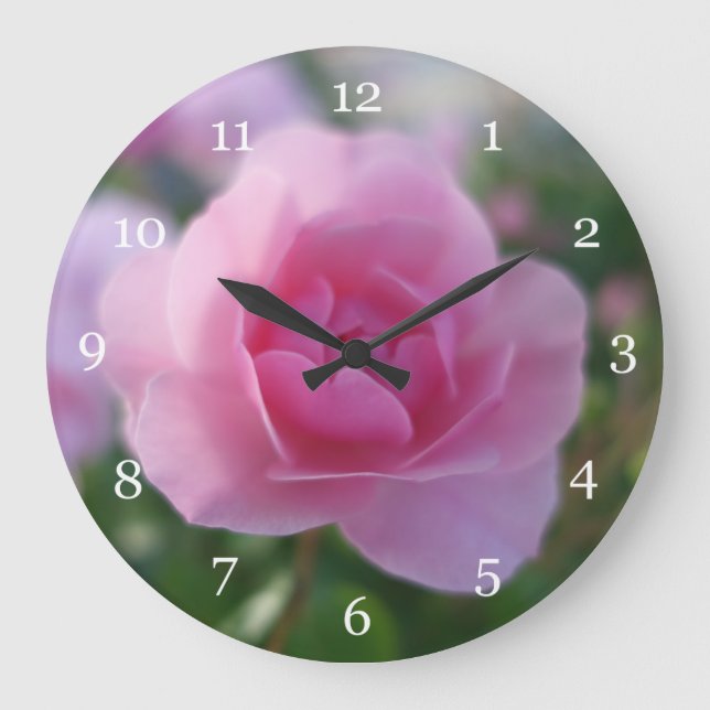 Schöne rosa Blume Große Wanduhr (Vorderseite)