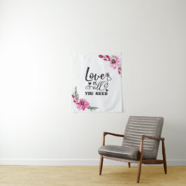 Schöne Rosa Blume/Liebe ist alles, was Sie brauche Wandteppich
