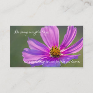 Schöne rosa Blume mit motivierend Zitat Visitenkarte