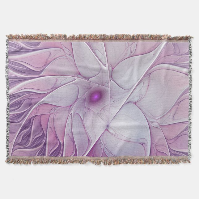 Schöne rosa Blume Moderne Abstrakte Fraktal Kunst, Decke (Vorderseite)