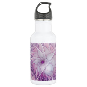 Schöne rosa Blume Moderne Abstrakte Fraktal Kunst, Edelstahlflasche