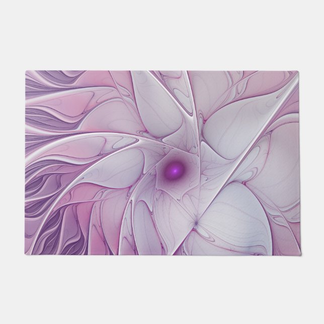 Schöne rosa Blume Moderne Abstrakte Fraktal Kunst, Fußmatte (Vorderseite)