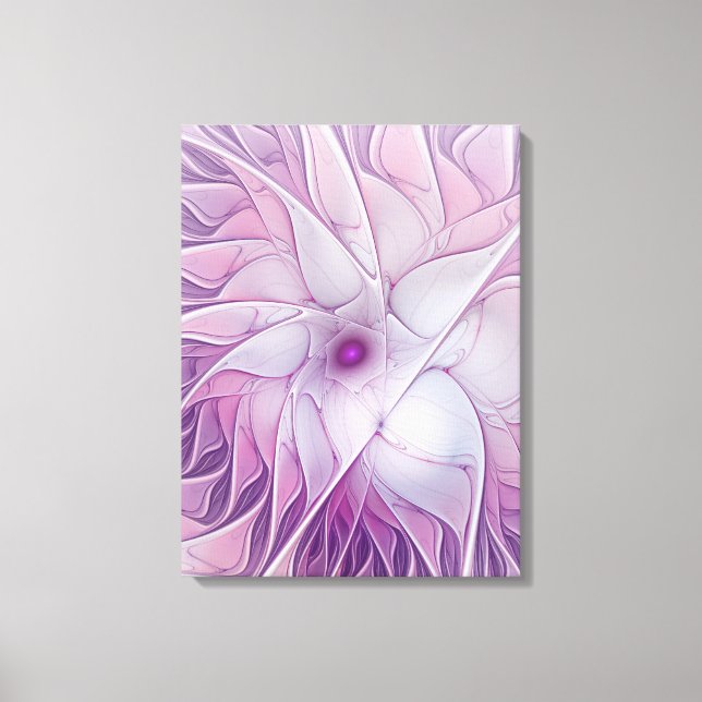 Schöne rosa Blume Moderne Abstrakte Fraktal Kunst, Leinwanddruck (Vorderseite)