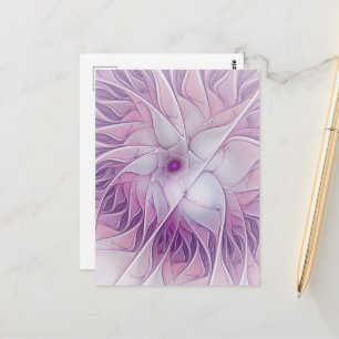 Schöne rosa Blume Moderne Abstrakte Fraktal Kunst, Postkarte