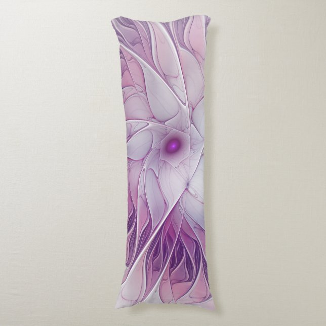 Schöne rosa Blume Moderne Abstrakte Fraktal Kunst, Seitenschläferkissen (Vorderseite Vertikal)