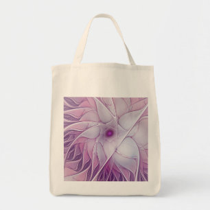 Schöne rosa Blume Moderne Abstrakte Fraktal Kunst, Tragetasche