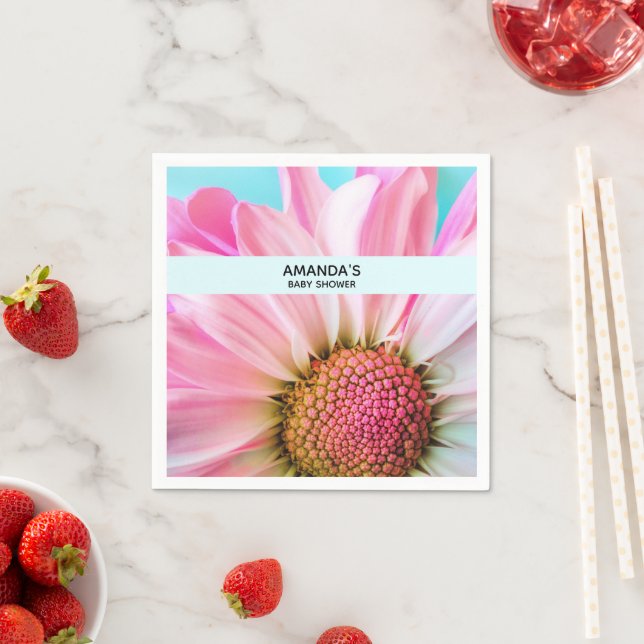 Schöne rosa Blume Nah Foto Babydusche Serviette (Beispiel)