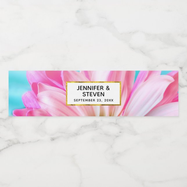 Schöne rosa Blume Nah Foto Hochzeit (Einzelnes Label)