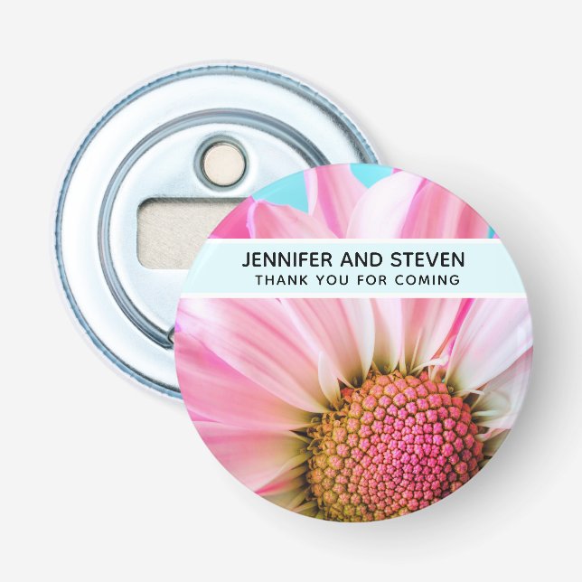 Schöne rosa Blume Nah Foto Hochzeit Flaschenöffner (Vorderseite)