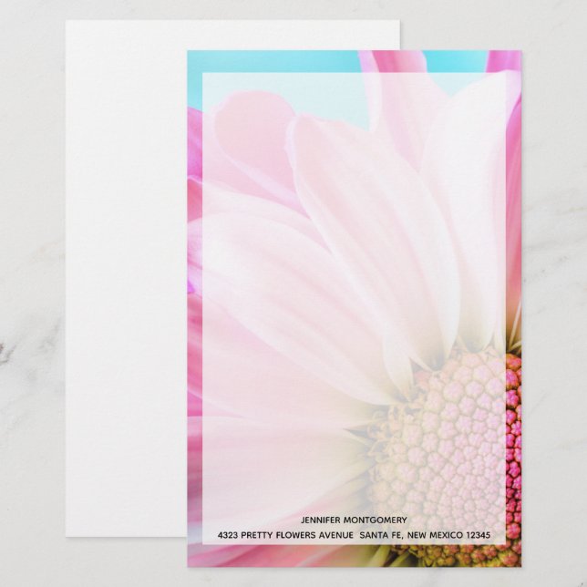 Schöne rosa Blume Nah Up Foto Briefpapier (Vorne/Hinten)