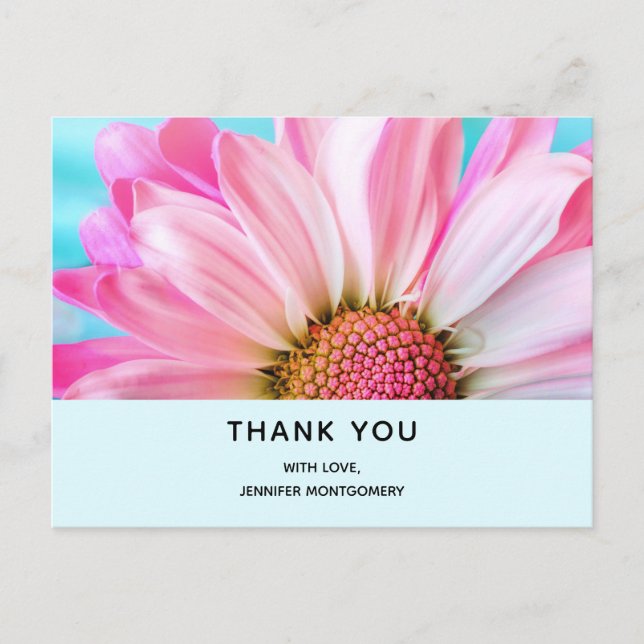 Schöne rosa Blume Nah Up Foto Danke Postkarte (Vorderseite)