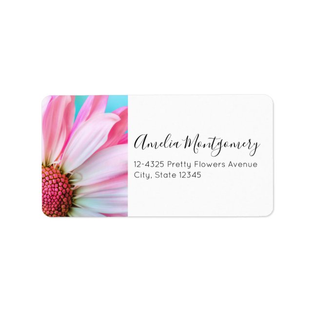 Schöne rosa Blume Nah Up Foto Label Adressaufkleber (Vorne)