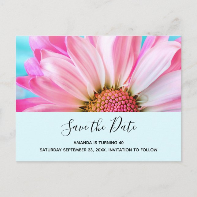Schöne rosa Blume Nah Up Foto Save the Date Einladungspostkarte (Vorderseite)