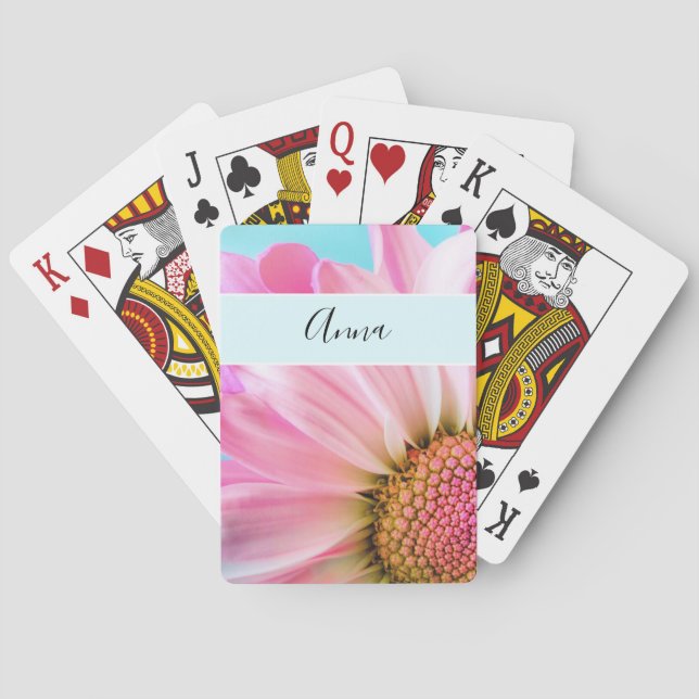 Schöne rosa Blume Nah Up Foto Spielkarten (Rückseite)