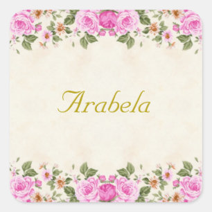 Schöne rosa Blume Personalisiert Quadratischer Aufkleber