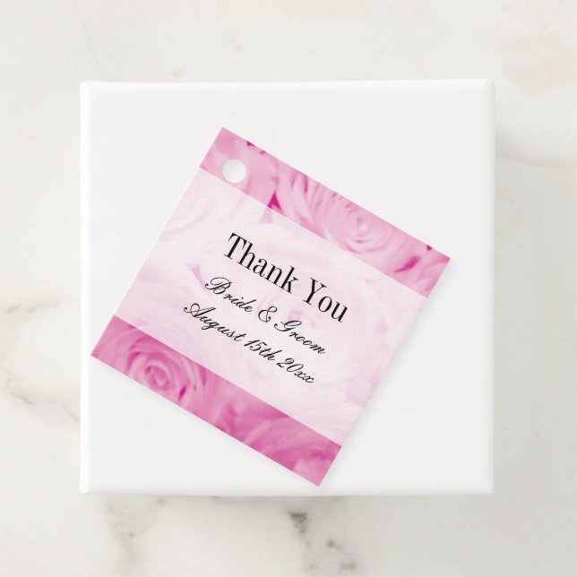 Schöne Rosa Blume Printdesign Hochzeit Geschenkanhänger (Beispiel)