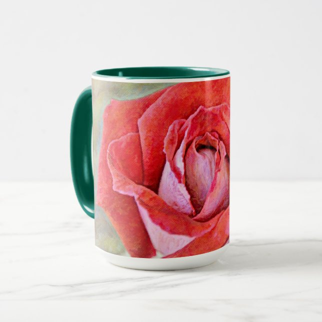 Schöne Rosa Blume Tasse Cup (Vorderseite Links)