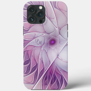 Schöne rosa Blumen-Abstract-Fraktal-Initialen Case-Mate iPhone Hülle