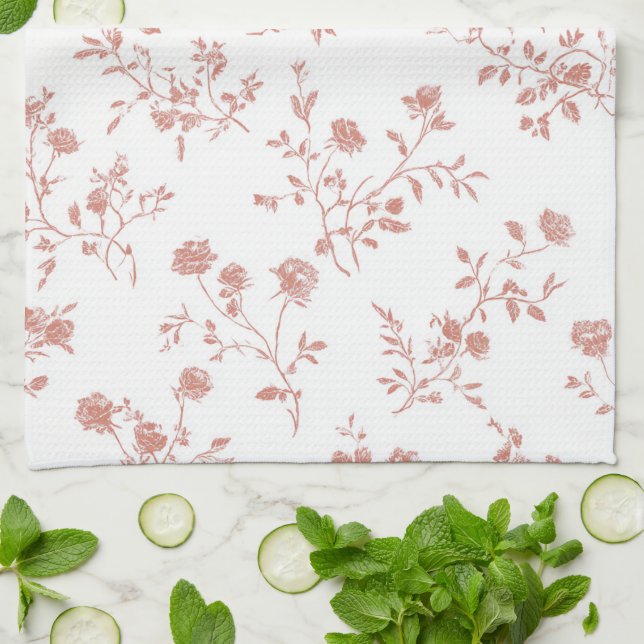 Schöne rosa Blumen Geschirrtuch (Gefaltet)