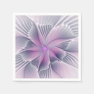 Schöne rosa Blumen moderne abstrakte Fraktal-Kunst Serviette
