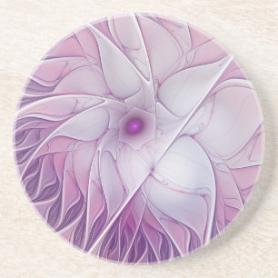 Schöne rosa Blumen moderne abstrakte Fraktalkunst Getränkeuntersetzer