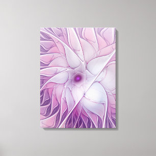 Schöne rosa Blumen moderne abstrakte Fraktalkunst Leinwanddruck