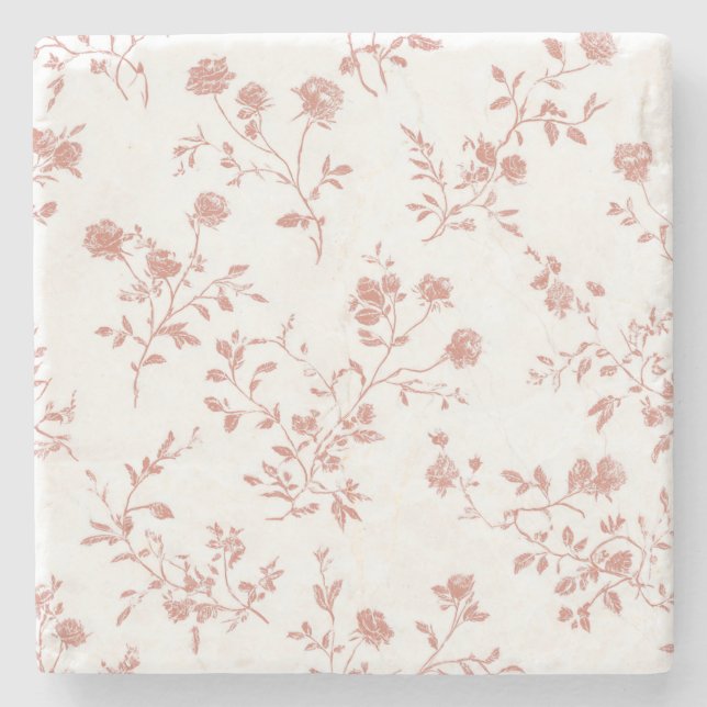 Schöne rosa Blumen Steinuntersetzer (Vorderseite)