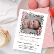 Schöne Rosa Blumenrahmen Foto Namensfeier