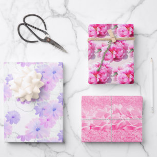 Schöne rosa Blumenverpackungspapiere Geschenkpapier Set