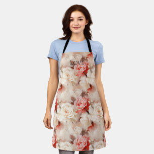 Schöne rosa Blush-Cream-Rose floral Schürze