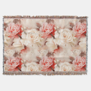 Schöne rosa Blush-Creme-Rosen-Blume Decke