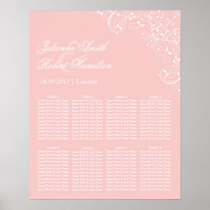 Schöne Rosa Blush Vintage Hochzeitstabelle Poster