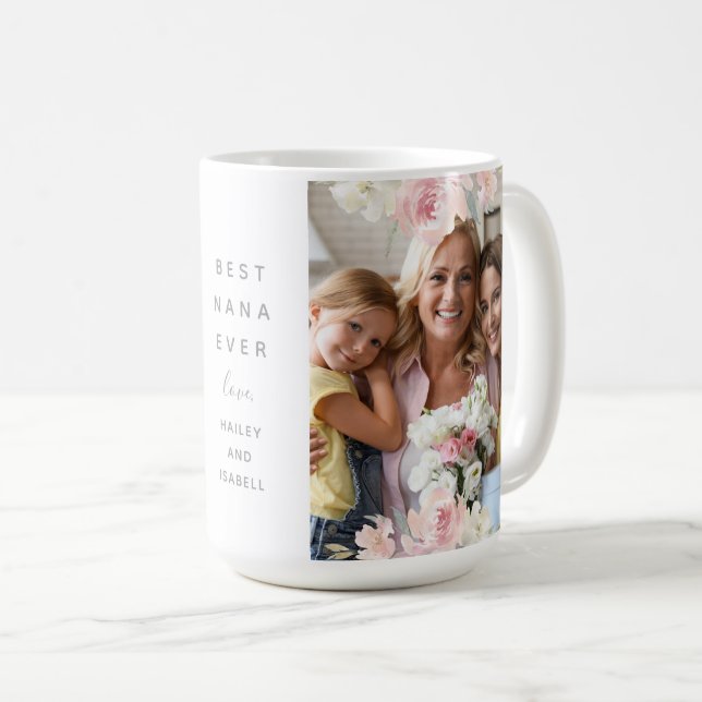 Schöne rosa Blüte Beste Nana je zwei Fotos Kaffeetasse (VorderseiteRechts)
