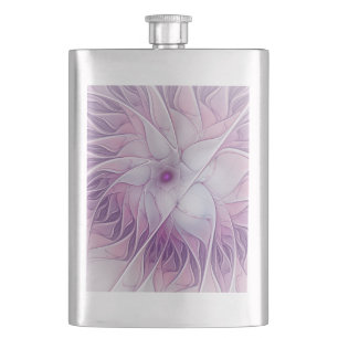 Schöne rosa Blüten moderne abstrakte Fraktal-Kunst Flachmann